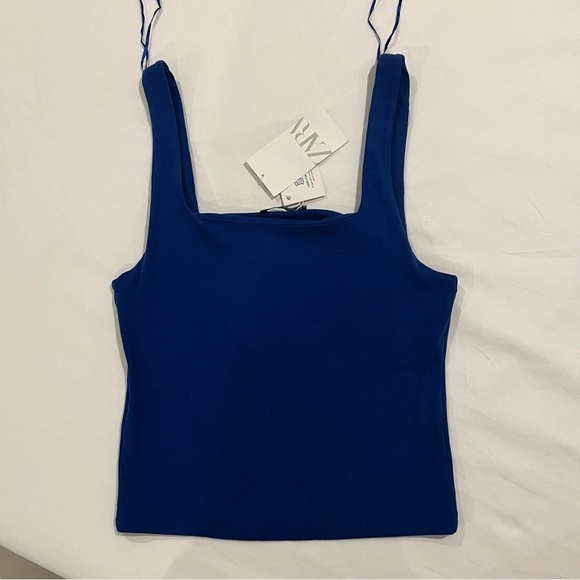 Zara Tops - Zara Cobalt Blue Square Neck Tank Top